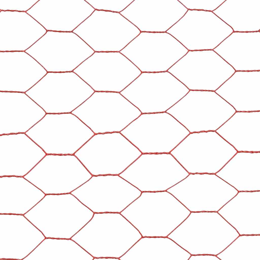 Recinzione in Rete per Pollaio in Acciaio e PVC 25x1,2 m Rossa