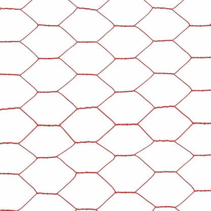 Recinzione in Rete per Pollaio in Acciaio e PVC 25x1,2 m Rossa