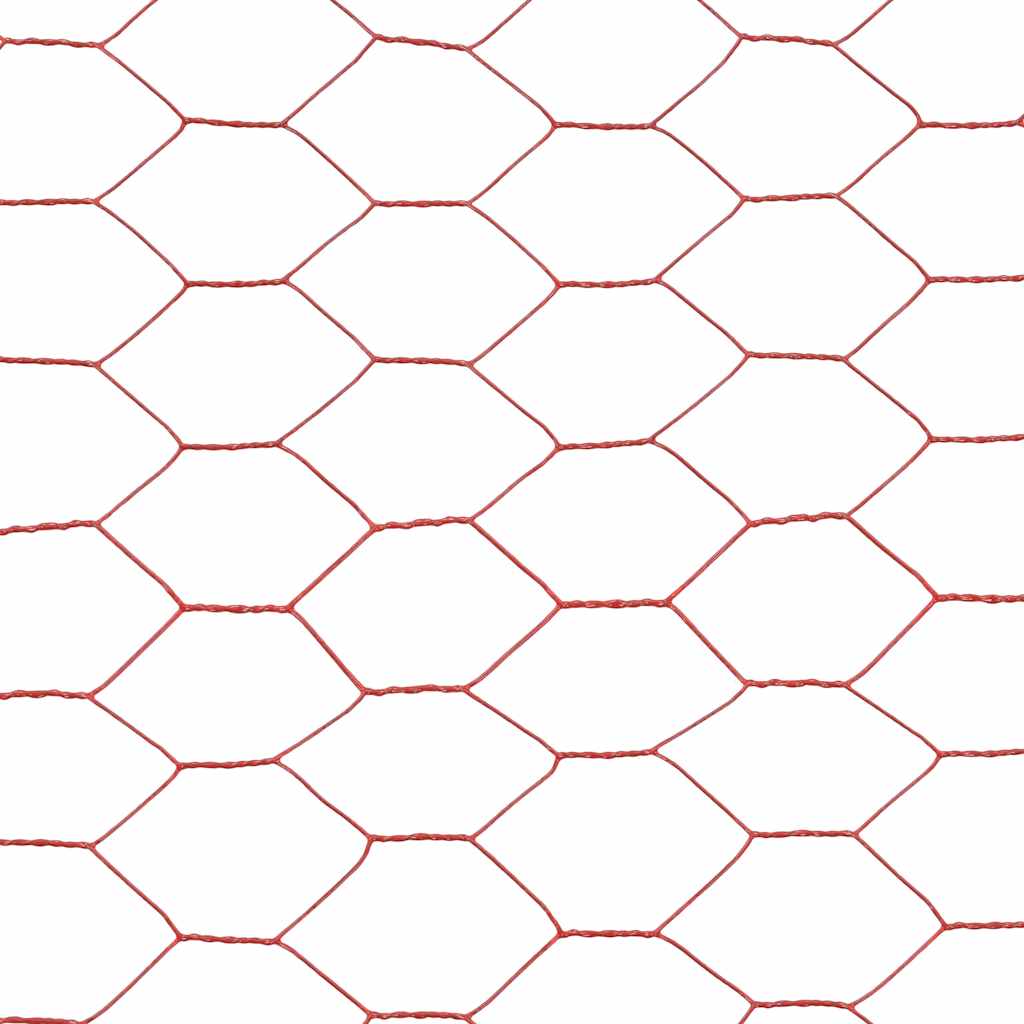 Recinzione in Rete per Pollaio in Acciaio e PVC 25x1,5 m Rossa