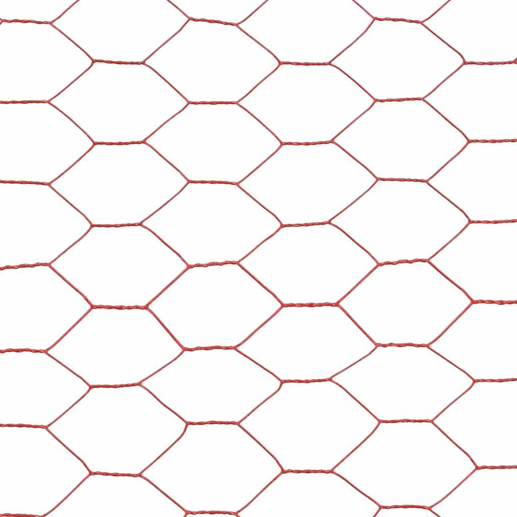 Recinzione in Rete per Pollaio in Acciaio e PVC 25x1,2 m Rossa