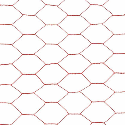 Recinzione in Rete per Pollaio in Acciaio e PVC 25x1,5 m Rossa