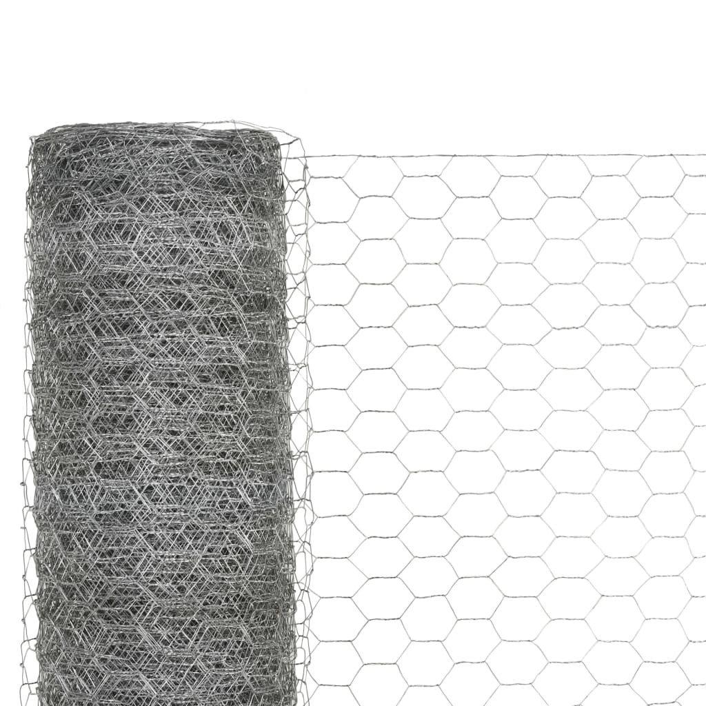 Recinzione in Rete per Pollaio Acciaio Zincato 25x1,2m Argento