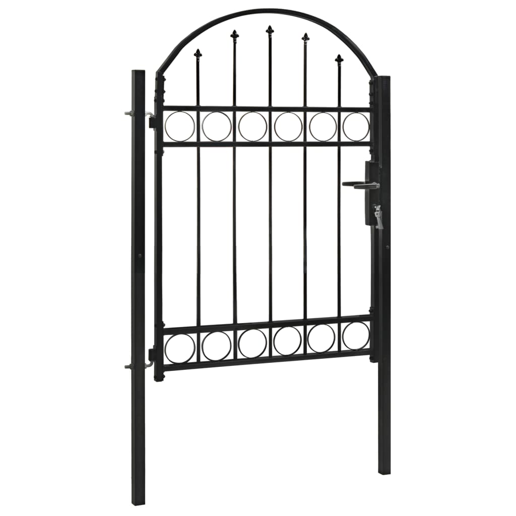 Cancello per Recinzione ad Arco in Acciaio 100x125 cm Nero
