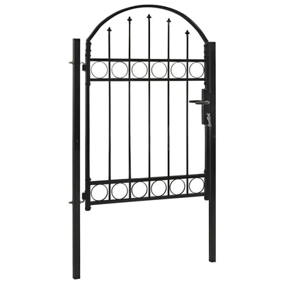 Cancello per Recinzione ad Arco in Acciaio 100x125 cm Nero