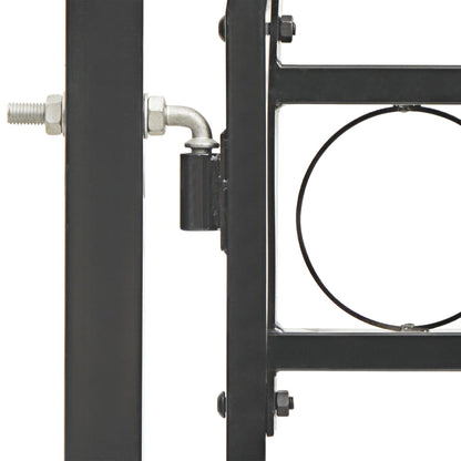 Cancello per Recinzione ad Arco in Acciaio 100x125 cm Nero