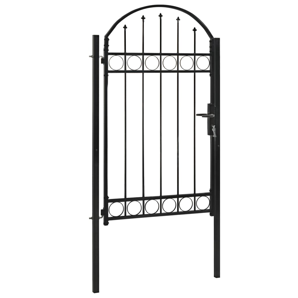 Cancello per Recinzione ad Arco in Acciaio 100x175 cm Nero