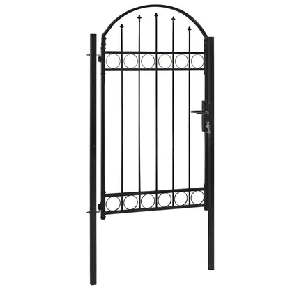 Cancello per Recinzione ad Arco in Acciaio 100x175 cm Nero