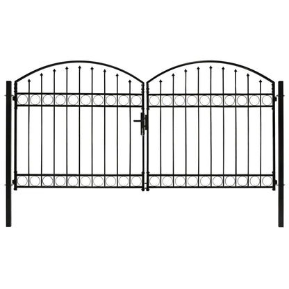 Cancello a Doppia Anta ad Arco in Acciaio 300x125 cm Nero