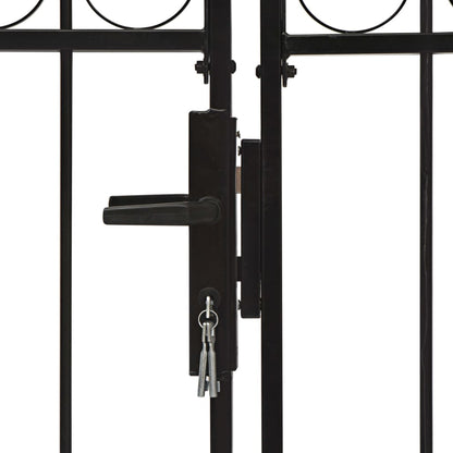 Cancello a Doppia Anta ad Arco in Acciaio 300x125 cm Nero