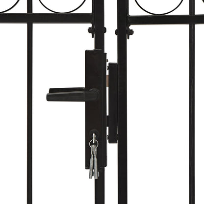 Cancello a Doppia Anta ad Arco in Acciaio 300x150 cm Nero
