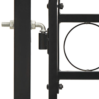 Cancello a Doppia Anta ad Arco in Acciaio 400x150 cm Nero