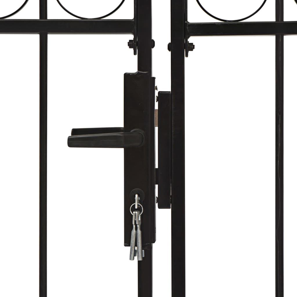 Cancello a Doppia Anta ad Arco in Acciaio 400x150 cm Nero