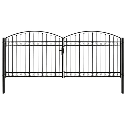 Cancello a Doppia Anta ad Arco in Acciaio 400x175cm Nero