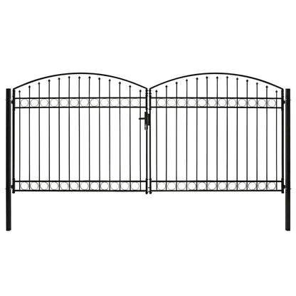 Cancello a Doppia Anta ad Arco in Acciaio 400x200cm Nero