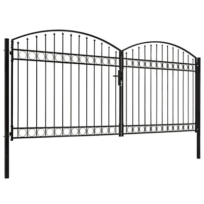Cancello a Doppia Anta ad Arco in Acciaio 400x200cm Nero