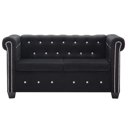 Divano Chesterfield a 2 Posti in Velluto 146x75x72 cm Nero
