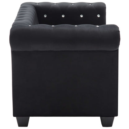 Divano Chesterfield a 2 Posti in Velluto 146x75x72 cm Nero