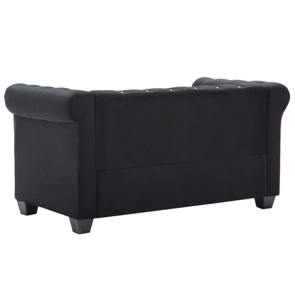 Divano Chesterfield a 2 Posti in Velluto 146x75x72 cm Nero