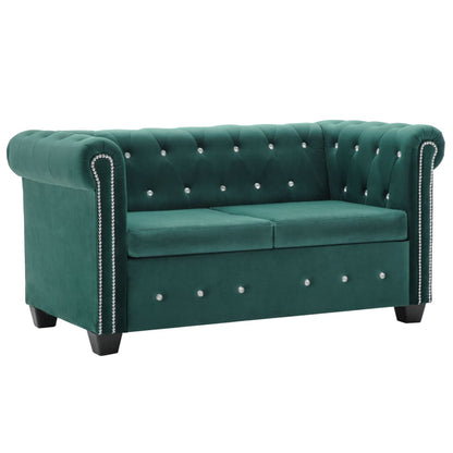 Divano Chesterfield a 2 Posti in Velluto 146x75x72 cm Verde
