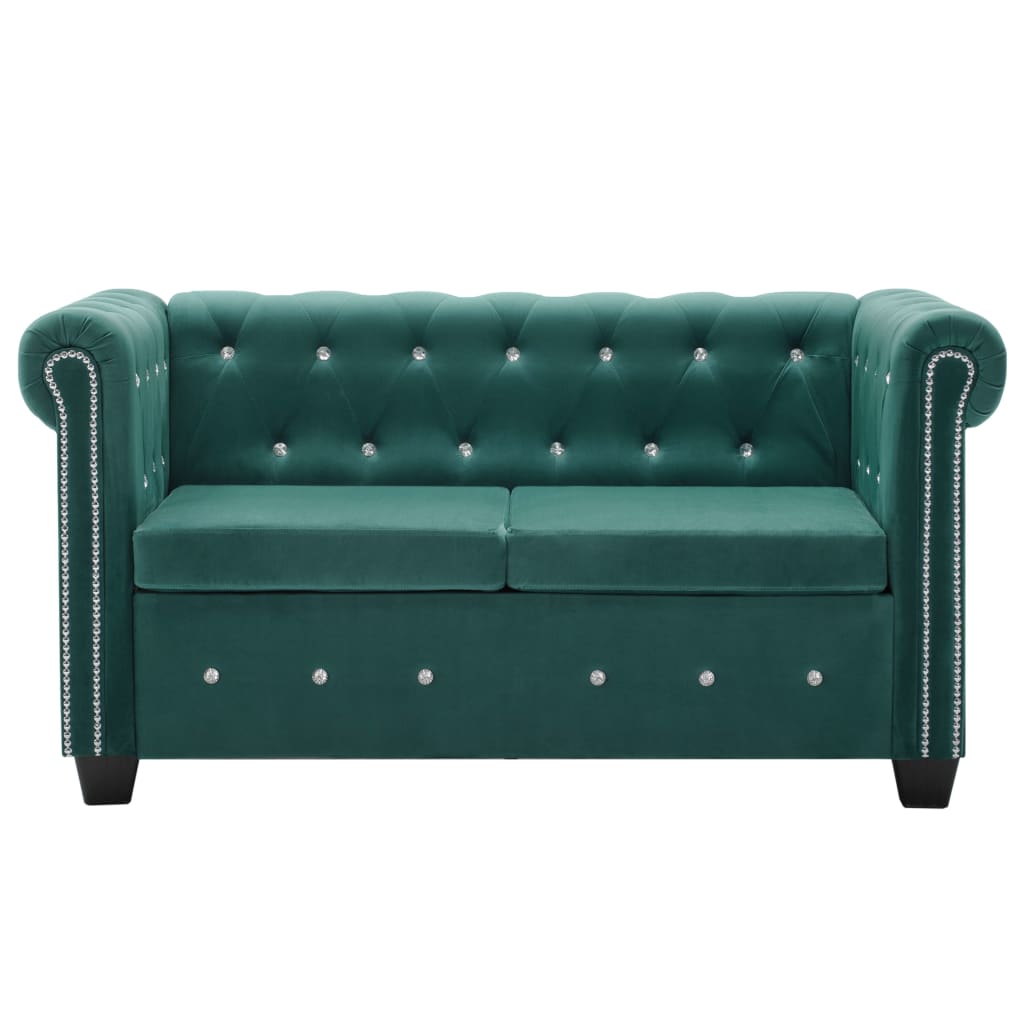 Divano Chesterfield a 2 Posti in Velluto 146x75x72 cm Verde