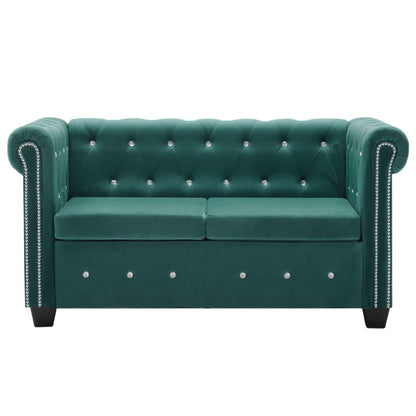 Divano Chesterfield a 2 Posti in Velluto 146x75x72 cm Verde