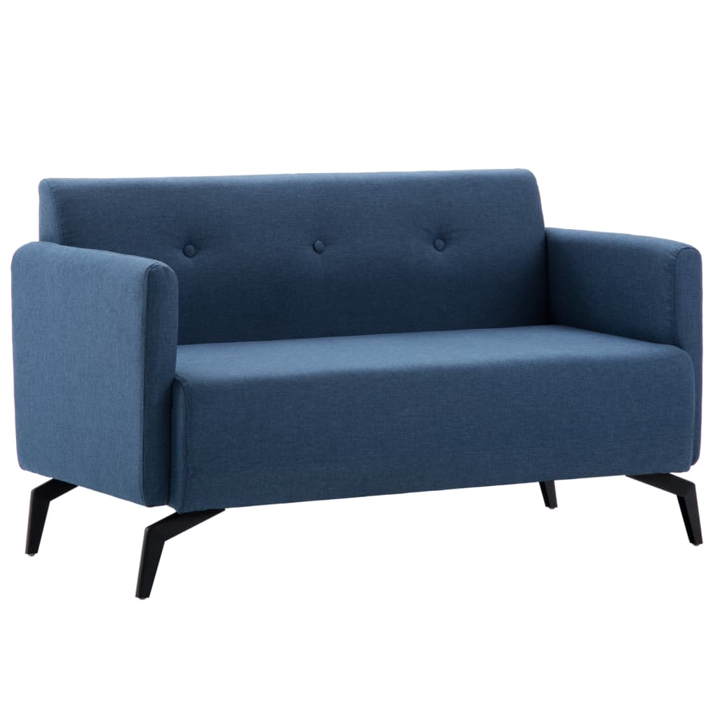 Divano a 2 Posti Rivestito in Tessuto 115x60x67 cm Blu