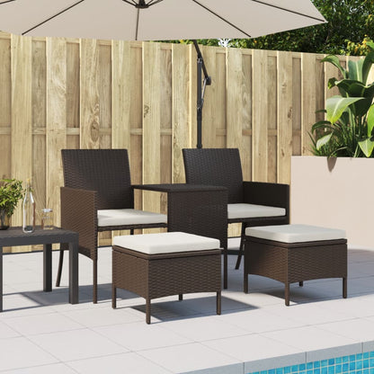 Divano da Giardino a 2 Posti Tavolino e Pouf Polyrattan Marrone