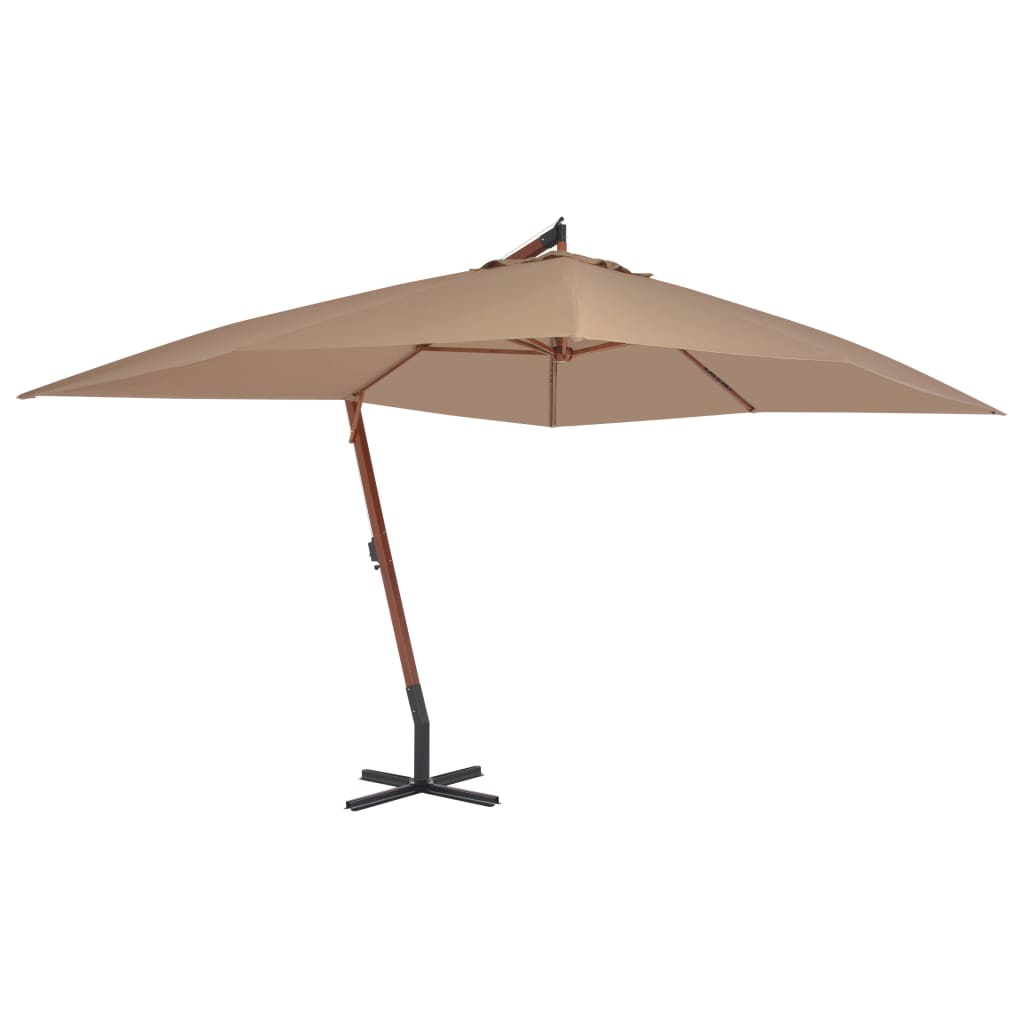 Ombrellone a Sbalzo con Palo in Legno 400x300 cm Tortora