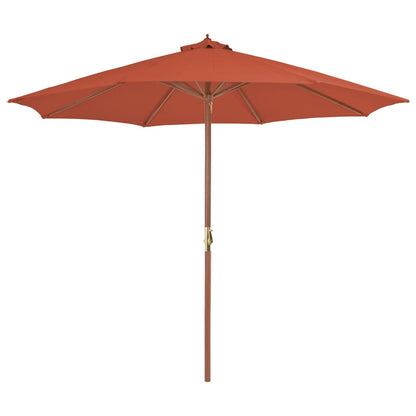 Ombrellone da Esterni con Palo in Legno 300 cm Terracotta