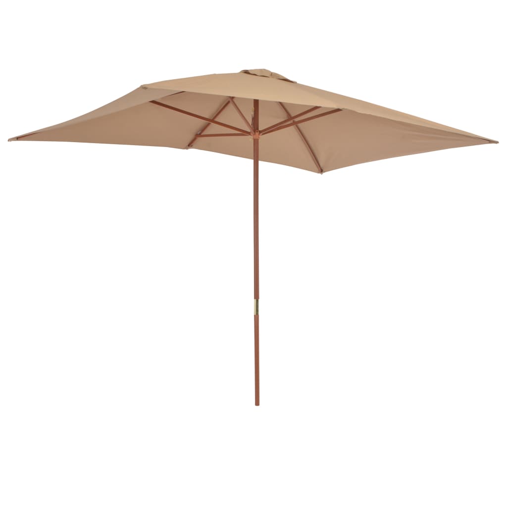 Ombrellone da Esterni con Palo in Legno 200x300 cm Tortora