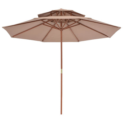 Ombrellone a Due Livelli con Palo in Legno 270 cm Grigio Talpa