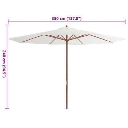 Ombrellone da Esterni con Palo in Legno 350 cm Bianco Sabbia