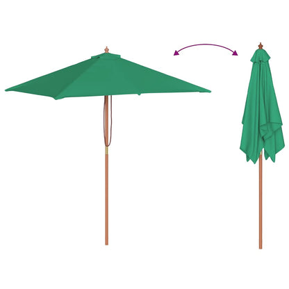 Ombrellone da Esterni con Palo in Legno 150x200 cm Verde