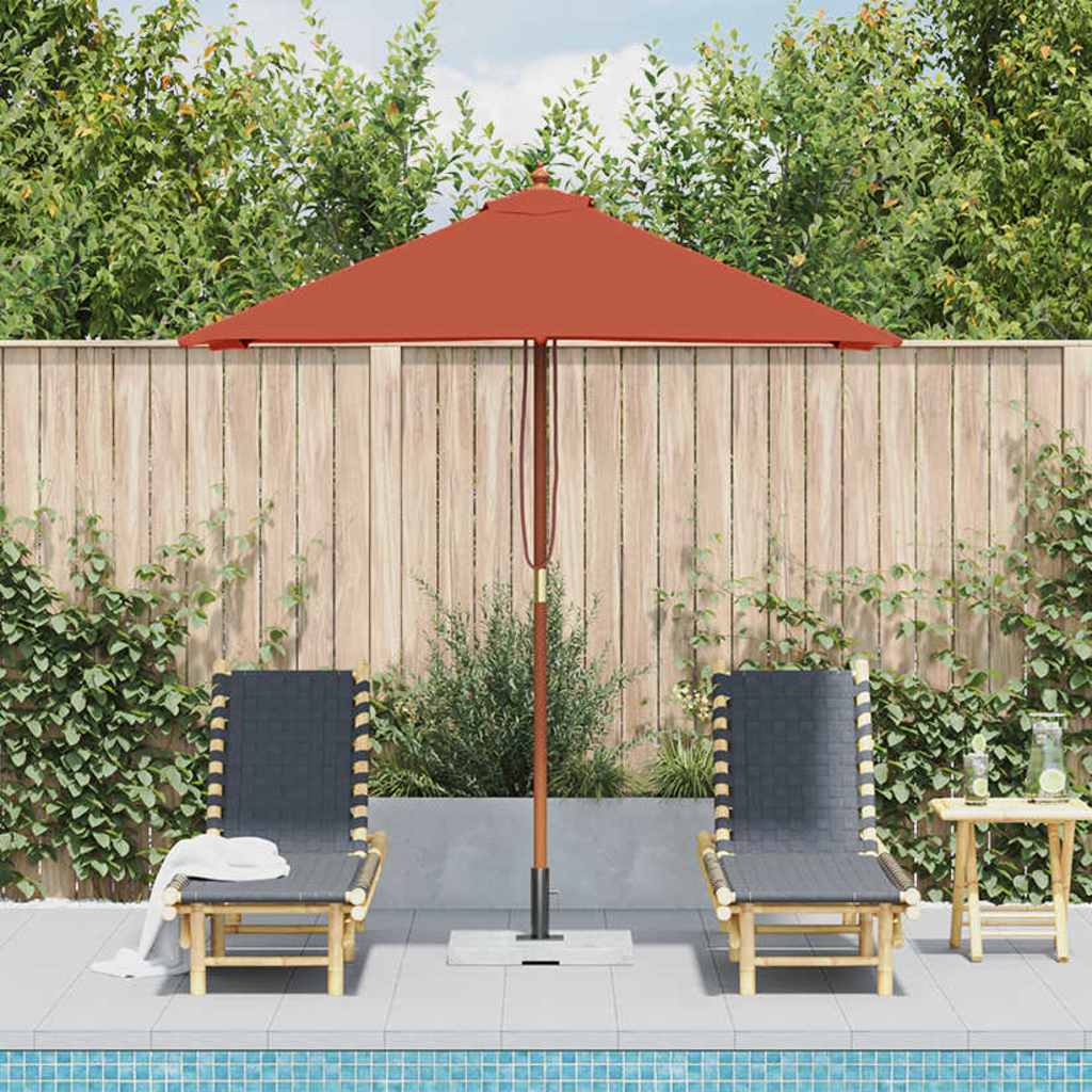 Ombrellone da Esterni con Palo in Legno 150x200 cm Terracotta