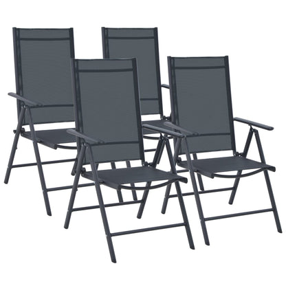 Set da Pranzo da Giardino 5 pz in Alluminio e Textilene Nero