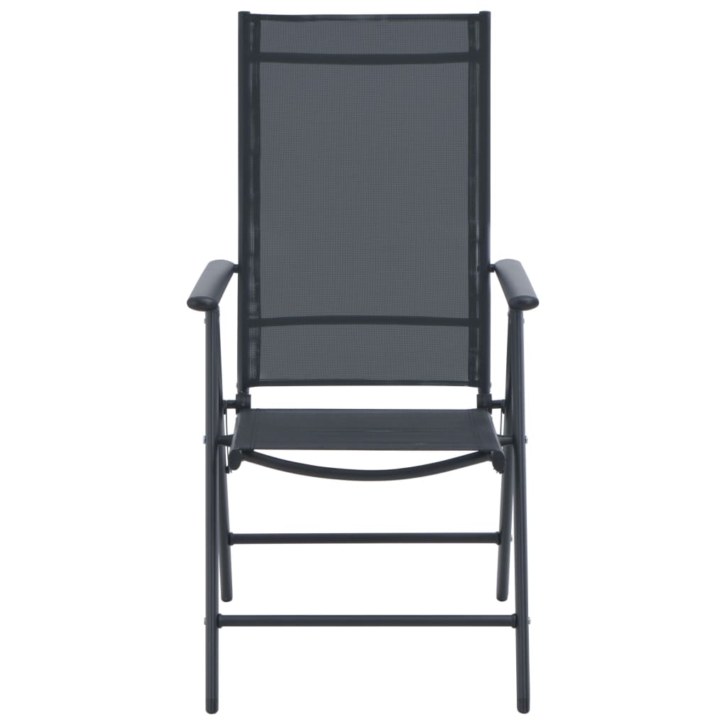 Set da Pranzo da Giardino 5 pz in Alluminio e Textilene Nero