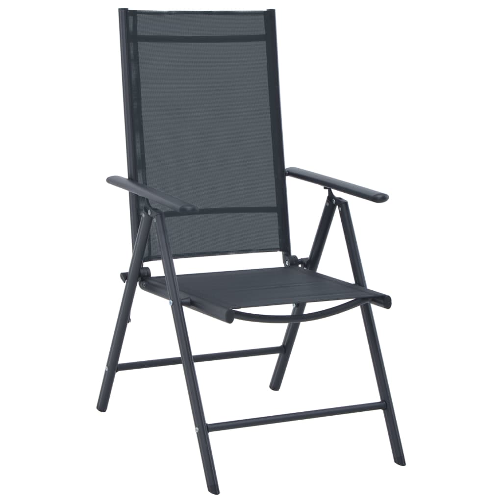 Set da Pranzo da Giardino 5 pz in Alluminio e Textilene Nero