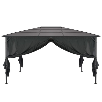 Gazebo con Tende in Alluminio 4x3x2,6 m Nero
