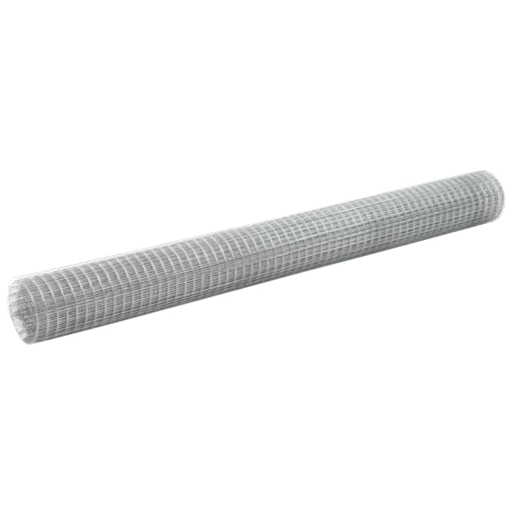 Recinzione in Rete per Pollaio Acciaio Zincato 25x1,5 m Argento