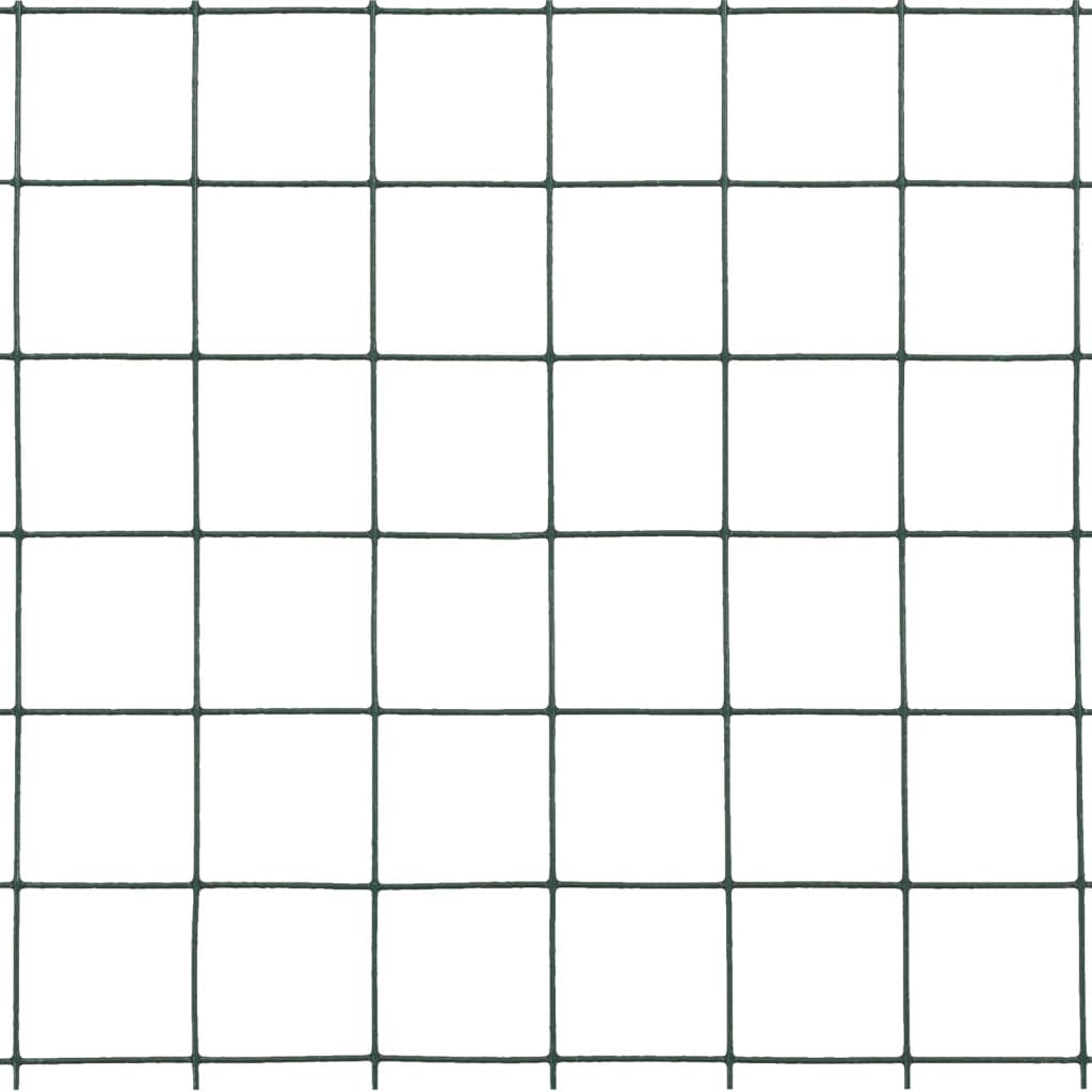 Recinzione in Rete per Pollaio in Acciaio e PVC 25x0,5 m Verde