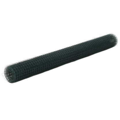 Recinzione in Rete per Pollaio in Acciaio e PVC 25x1,5 m Verde