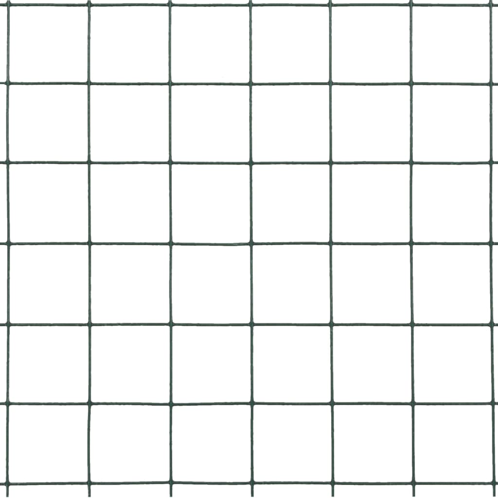 Recinzione in Rete per Pollaio in Acciaio e PVC 25x1,5 m Verde