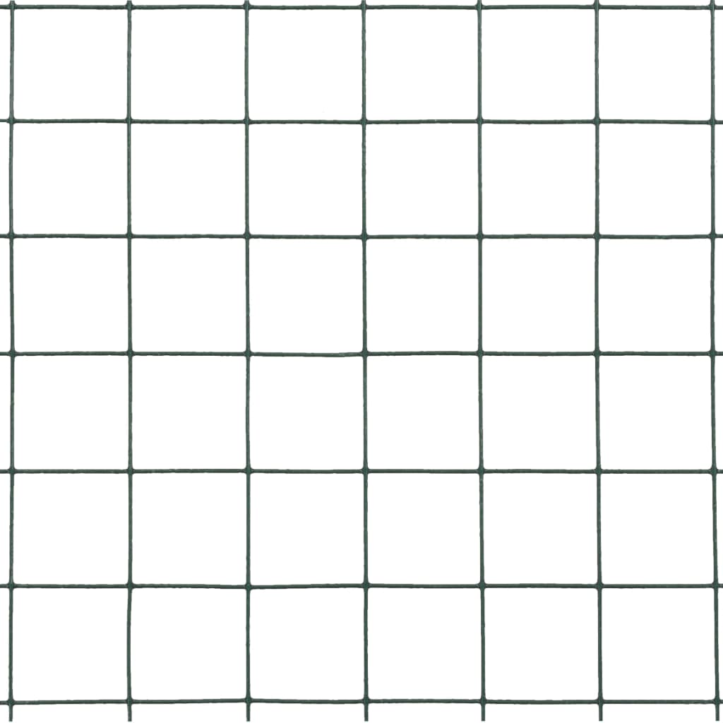 Recinzione in Rete per Pollaio in Acciaio e PVC 25x1,5 m Verde