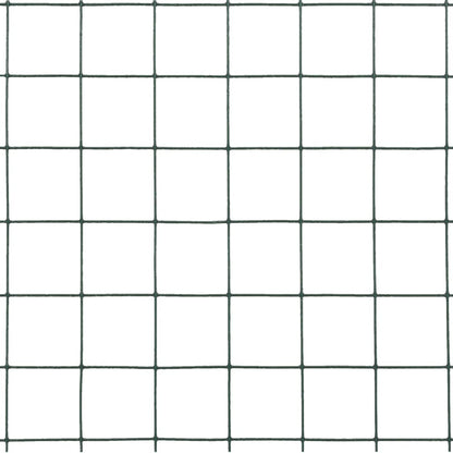 Recinzione in Rete per Pollaio in Acciaio e PVC 25x1,5 m Verde