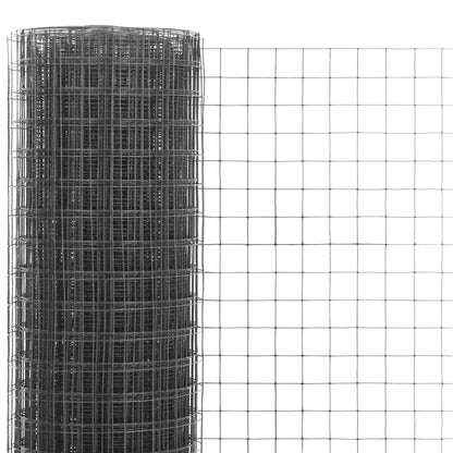 Recinzione in Rete per Pollaio in Acciaio e PVC 25x1 m Grigia