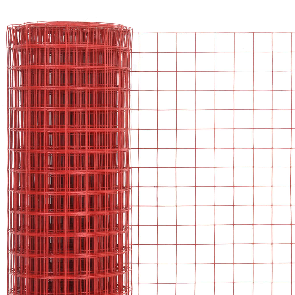 Recinzione in Rete per Pollaio in Acciaio e PVC 10x0,5 m Rossa