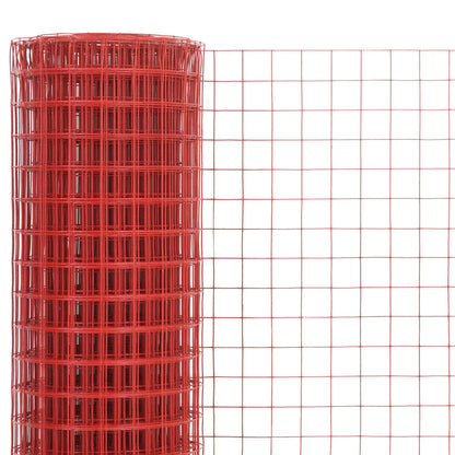 Recinzione in Rete per Pollaio in Acciaio e PVC 10x0,5 m Rossa