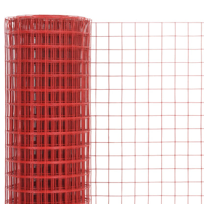 Recinzione in Rete per Pollaio in Acciaio e PVC 10x1,5 m Rossa