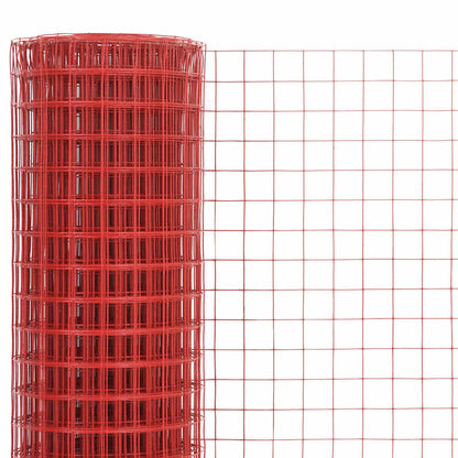 Recinzione in Rete per Pollaio in Acciaio e PVC 25x0,5 m Rossa