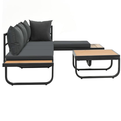 Set Divano da Giardino 2 pz ad Angolo Cuscini in Alluminio WPC